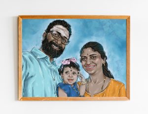 Custom Art - Painting - Family portrait with parents and child